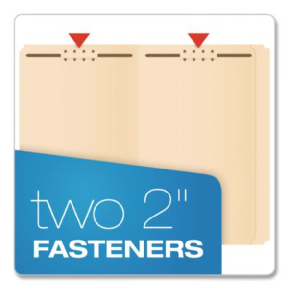 Manila Fastener Folders, Reinforced Straight Tab, 2 Fasteners, Legal Size, Manila, 50/Box