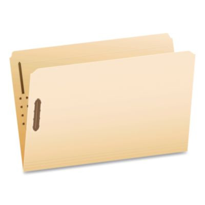 Manila Fastener Folders, Reinforced Straight Tab, 2 Fasteners, Legal Size, Manila, 50/Box
