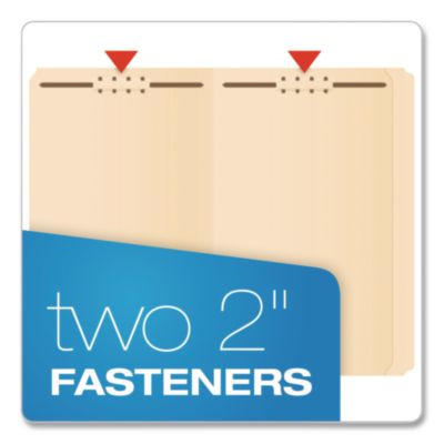 Manila Fastener Folders, Reinforced Straight Tab, 2 Fasteners, Legal Size, Manila, 50/Box
