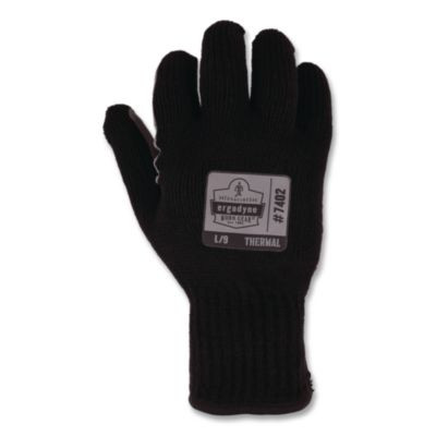 Proflex 7402 Thermal Knit Cooler Gloves, 10" Long, Small (7), Black