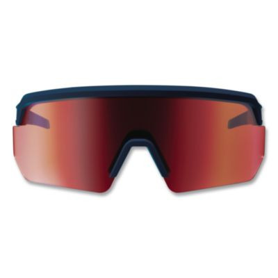 Skullerz Aegir Color Enhancing Safety Glasses, Matte Blue Half Frame, Mirrored High Contrast Red Single Lens