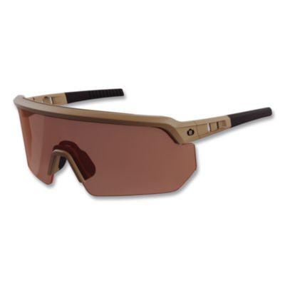 Skullerz Aegir Color Enhance Anti-Scratch Anti-Fog Safety Glasses, Matte Desert Half Frame, High Contrast Bronze Single Lens