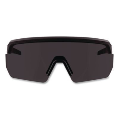 Skullerz Aegir Color Enhancing Anti-Scratch Anti-Fog Safety Glasses, Matte Black Half Frame, High Contrast Smoke Single Lens