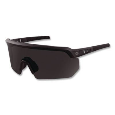 Skullerz Aegir Color Enhancing Anti-Scratch Anti-Fog Safety Glasses, Matte Black Half Frame, High Contrast Smoke Single Lens