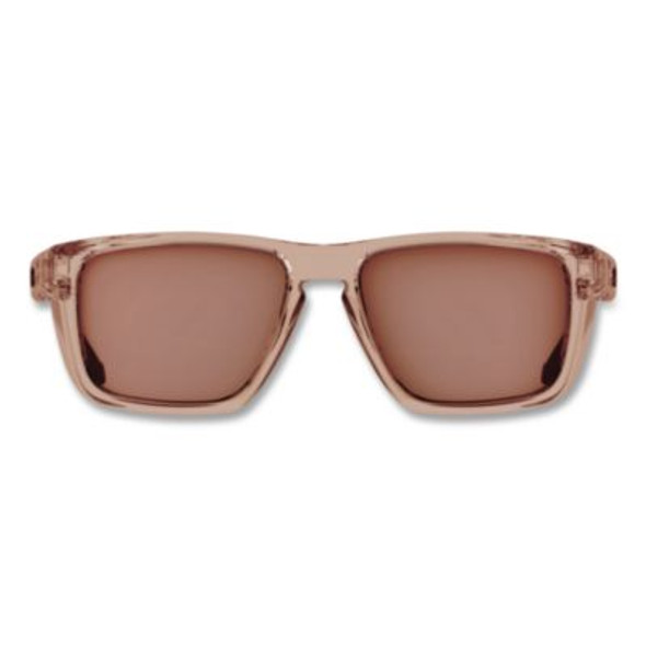 Skullerz Sixten Anti-Scratch/Enhanced Anti-Fog Safety Glasses w/Side Shield, Polarized Mirrored Lens, Translucent Tan, Bronze