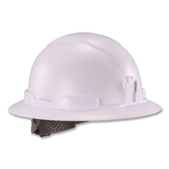 Skullerz 8963 Full Brim Class E Safety Helmet, 6-Point Rachet Suspension, Full Brim, White
