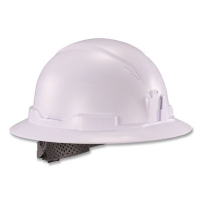 Skullerz 8963 Full Brim Class E Safety Helmet, 6-Point Standard Ratchet Suspension, One Size Fits Most (6.5 To 8), White
