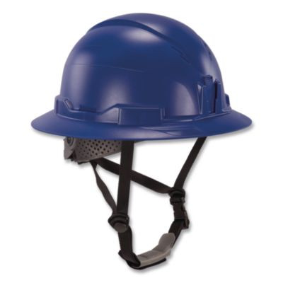 Skullerz 8963 Full Brim Class E Safety Helmet, 6-Point Standard Ratchet Suspension, One Size Fits Most (6.5 To 8), Blue