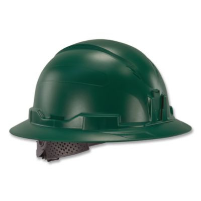 Skullerz 8963 Full Brim Class E Safety Helmet, 6-Point Standard Ratchet Suspension, One Size Fits Most (6.5 To 8), Green