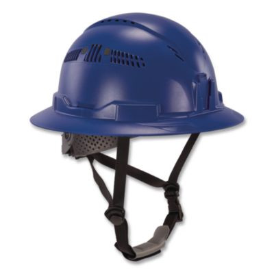 Skullerz 8964 Full Brim Class C Safety Helmet, 6-Point Ratchet Suspension, Blue