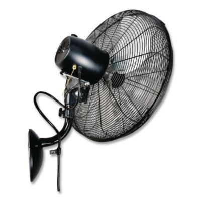 Industrial Wall Mounted Oscillating Fan, 20", 3 Speeds, Black