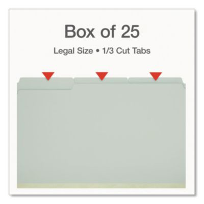 Recycled Colored File Folders, 1/3-Cut Tabs: Assorted, Legal Size, 1" Expansion, Light Green, 25/Box