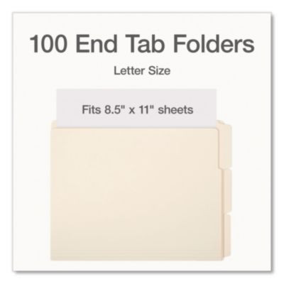 Manila End Tab Folders, 1/3-Cut Tabs: Assorted, Letter Size, 0.75" Expansion, Manila, 100/Box