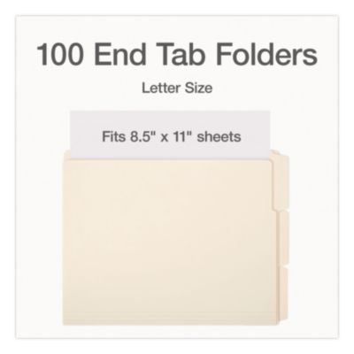 Manila End Tab Expansion Folders, 1/3-Cut Tabs: Assorted, Letter Size, 0.75" Expansion, Manila, 100/Box