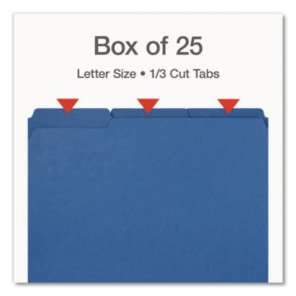 Recycled Colored File Folders, 1/3-Cut Tabs: Assorted, Letter Size, 1" Expansion, Dark Blue, 25/Box
