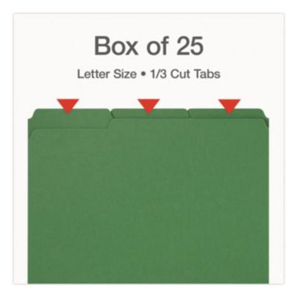 Recycled Colored File Folders, 1/3-Cut Tabs: Assorted, Letter Size, 1" Expansion, Green, 25/Box