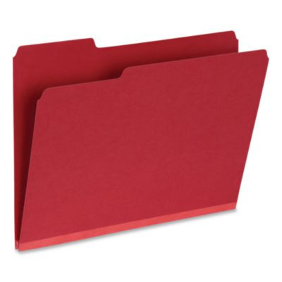 Recycled Colored File Folders, 1/3-Cut Tabs: Assorted, Letter Size, 1" Expansion, Red, 25/Box