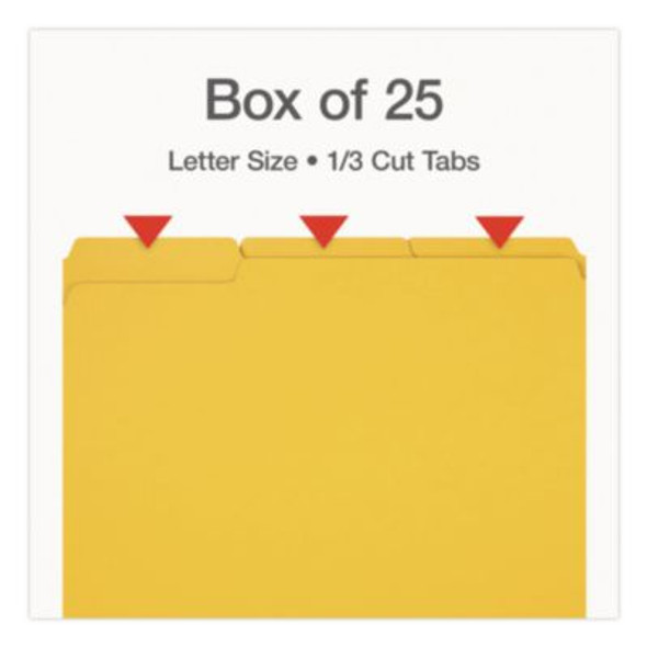 Recycled Colored File Folders, 1/3-Cut Tabs: Assorted, Letter Size, 1" Expansion, Yellow, 25/Box