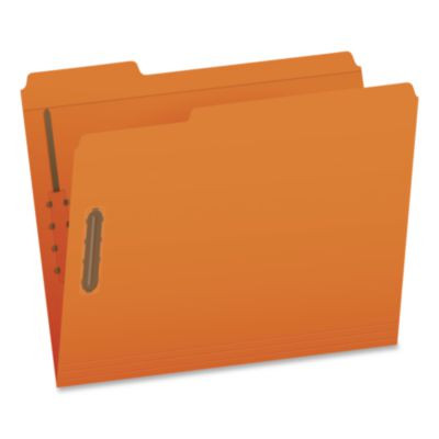 Colored Top Tab Fastener Folders, 1/3-Cut Tab: Assorted, Expands 0.75", 2 Fasteners, Letter Size, Orange, 50/Box