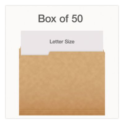 Kraft File Folders, 1/3-Cut Tabs: Assorted, Letter Size, 0.75" Expansion, Kraft, 50/Box