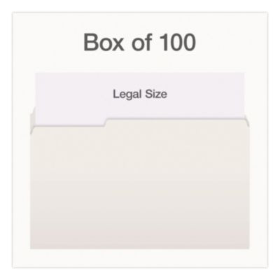 Double-Ply Reinforced Top Tab Colored File Folders, 1/3-Cut Tabs: Assorted, Legal, 0.75" Expansion, White, 100/Box