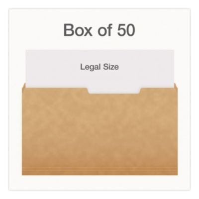 Kraft File Folders, 2/5-Cut Tabs: Right Of Center, Legal Size, 0.75" Expansion, Kraft, 50/Box