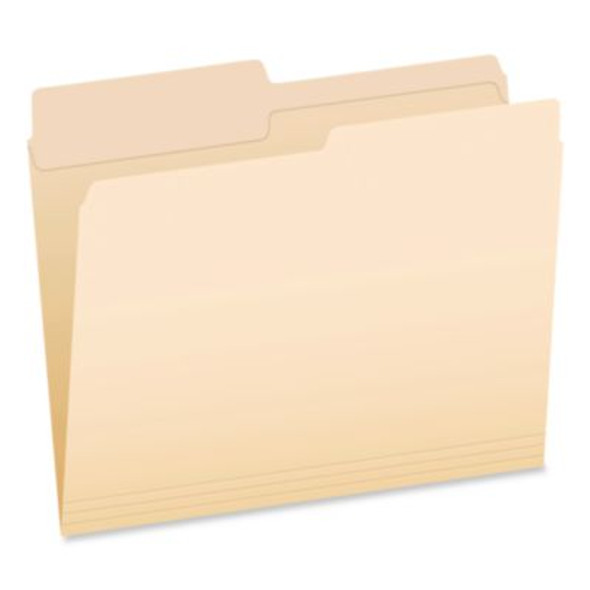 Reinforced Top File Folders, 1/2-Cut Tabs: Assorted Positions, Letter Size, Manila, 100/Box
