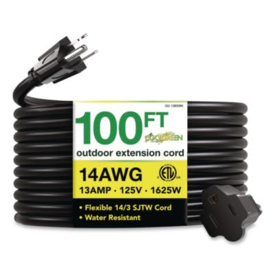 14 Awg Heavy-Duty Extension Cord, 100 Ft, 13 A, Black