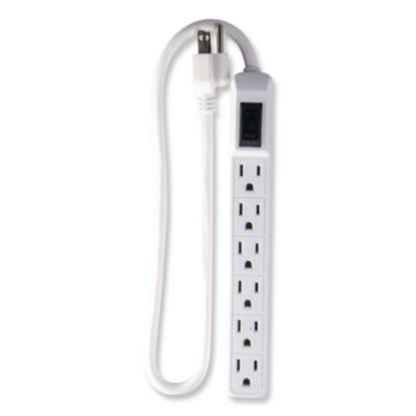 6 Outlet Mini Surge Protector, 2 Ft Cord, 160 J, White
