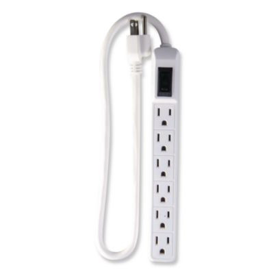 6 Outlet Mini Surge Protector, 2 Ft Cord, 160 J, White