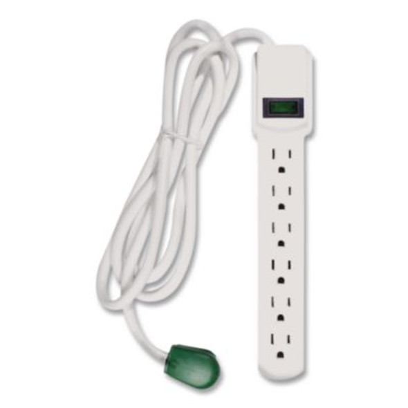 6 Outlet Surge Protector, 6 Ft Cord, 250 J, White