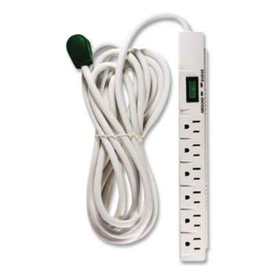 6 Outlet Surge Protector, 15 Ft Cord, 1,200 J, White