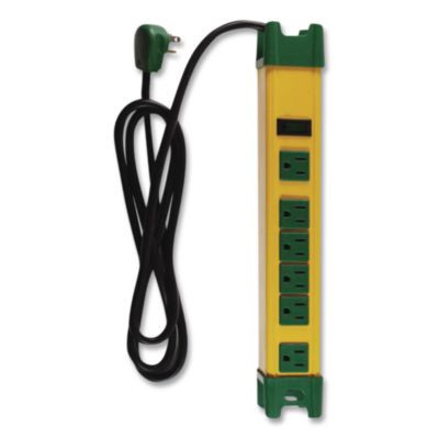 6 Outlet Metal Surge Protector, 6 Ft Cord, 250 J, Yellow
