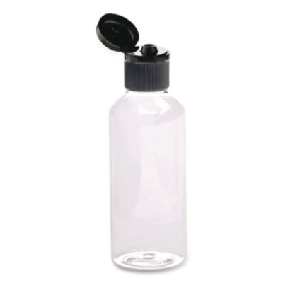 Flip-Top Travel Toiletry Bottle, Clear With Black Cap