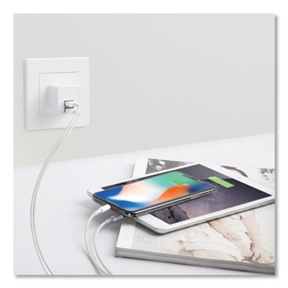 Dual Usb Port Wall Charger, Usb-A Port/Usb-C Port, White