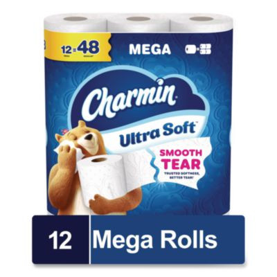Ultra Soft Bathroom Tissue, Mega Roll, Septic Safe, 2-Ply, White, 208 Sheets/Roll, 12 Rolls/Pack