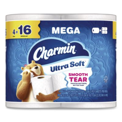 Ultra Soft Bathroom Tissue, Mega Roll, Septic Safe, 2-Ply, White, 208 Sheets/Roll, 4 Rolls/Pack, 8 Packs/Carton