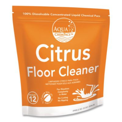 Aqua Chempacs Citrus Floor Cleaner, Citrus Scent, 100 Chempacs/Pack