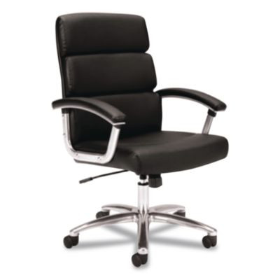 Hvl103 Executive High Back Chair, 18" To 21" Seat Height, Black Seat, Black Back, Chrome Base