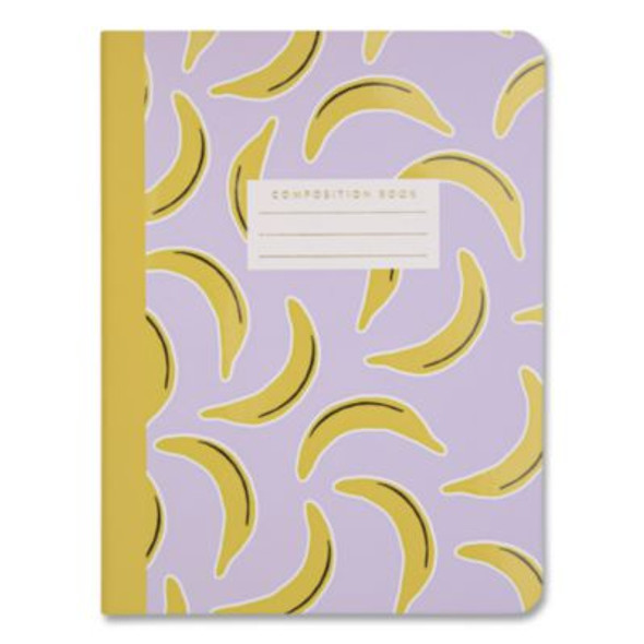 Designer Composition Book, Randomly Assorted Banana And Strawberry Cover Designs, Wide/Legal Rule, (80) 9.75 x 7.5 Sheets