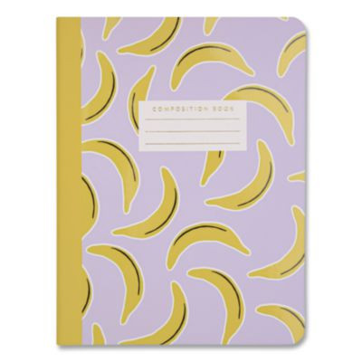 Designer Composition Book, Randomly Assorted Banana And Strawberry Cover Designs, Wide/Legal Rule, (80) 9.75 x 7.5 Sheets