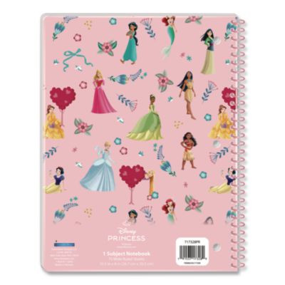 Licensed Spiral Notebook, Disney Princesses, 1-Subject, Wide/Legal Rule, Multicolor Cover, (70) 10.5 x 8 Sheets