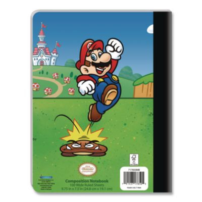 Licensed Composition Book, Super Mario, Wide/Legal Rule, Multicolor Cover, (100) 9.75 x 7.5 Sheets