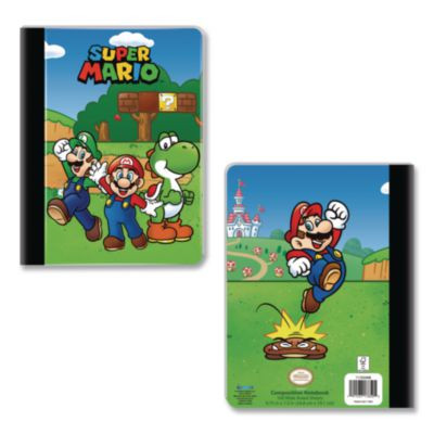 Licensed Composition Book, Super Mario, Wide/Legal Rule, Multicolor Cover, (100) 9.75 x 7.5 Sheets