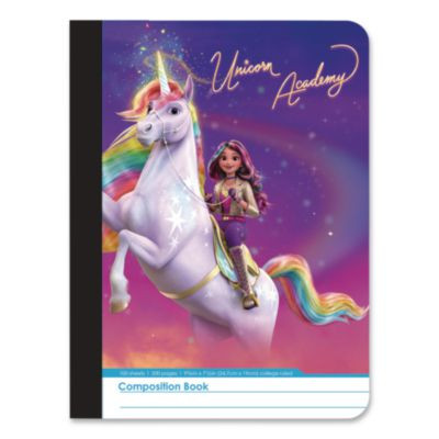 Composition Book, Randomly Assorted Unicorn Academy Cover Designs, Medium/College Rule, (100) 9.75 x 7.5 Sheets