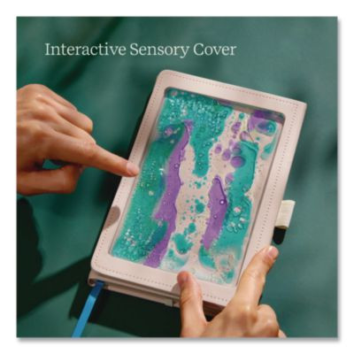 Shake It Up Sensory Journal, Interactive Blue/Purple Color-Fusing Oil Ocean, Wide/Legal Rule, Cream Cover, (80) 8 x 5 Sheets