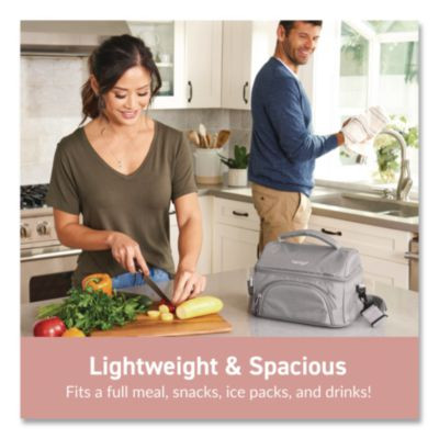 Deluxe Insulated Lunch Bag, 8" x 10" x 7.5", Blush Pink