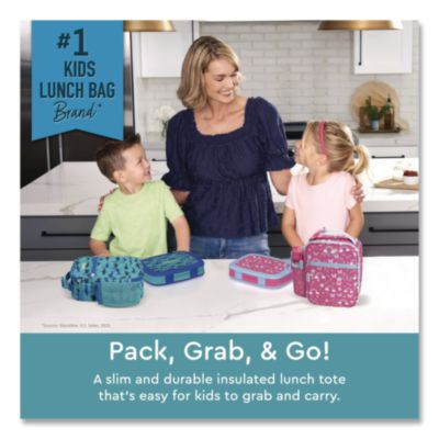 Kids Insulated Lunch Tote, Sharks Theme, 7.3" x 3.5" x 9.5", Turquoise/Blue