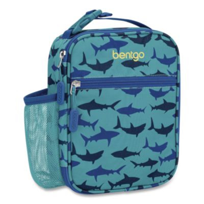 Kids Insulated Lunch Tote, Sharks Theme, 7.3" x 3.5" x 9.5", Turquoise/Blue