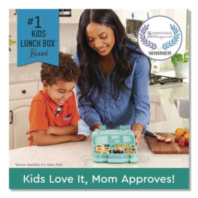 Kids Five-Compartment Bento Box, 8.5" x 6.5" x 2", Seafoam Green